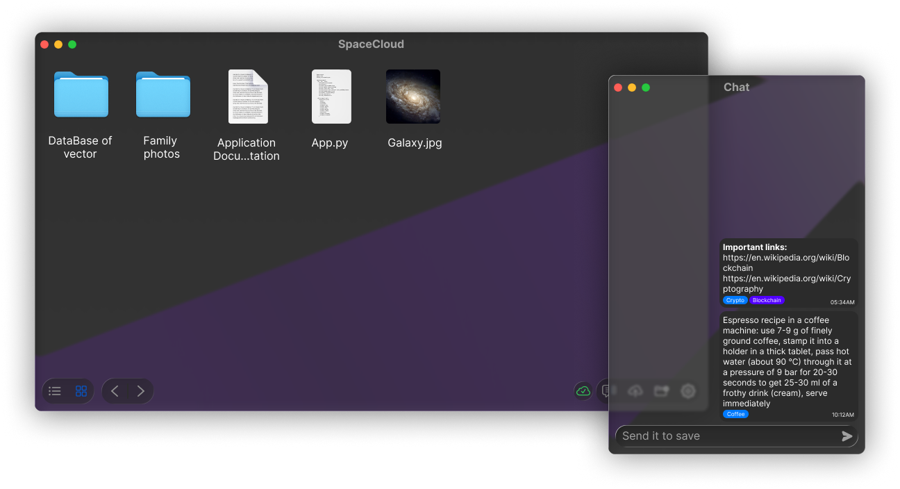 SpaceCloud application window